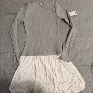 Madden Girl Ribbed Gray and White Mini Dress